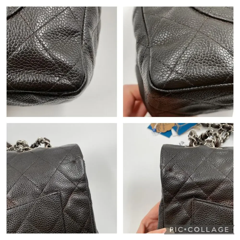 Chanel Jumbo Single Flap Caviar Bag Leather Brown Classic SHW Silver Hardware